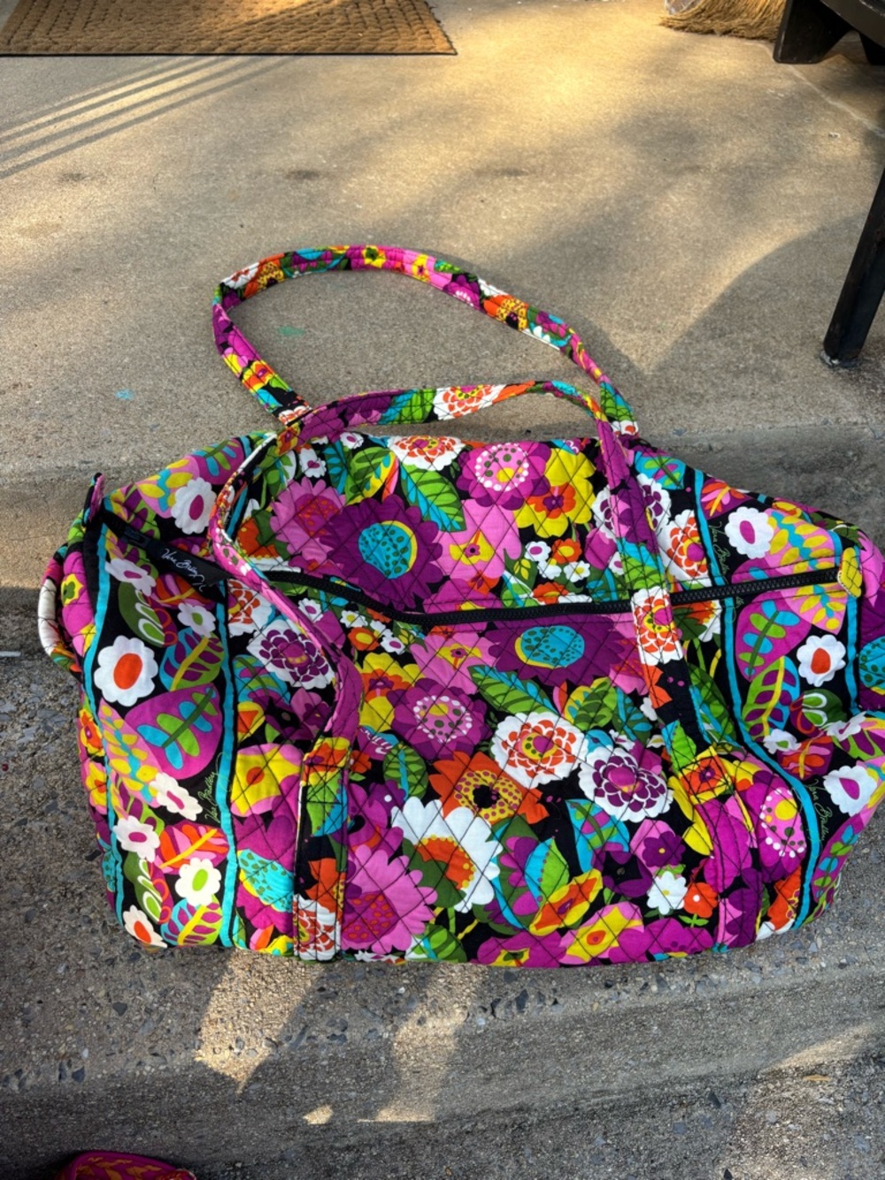 Vera Bradley Multicolor Floral Quilted Tote in Purple Accent